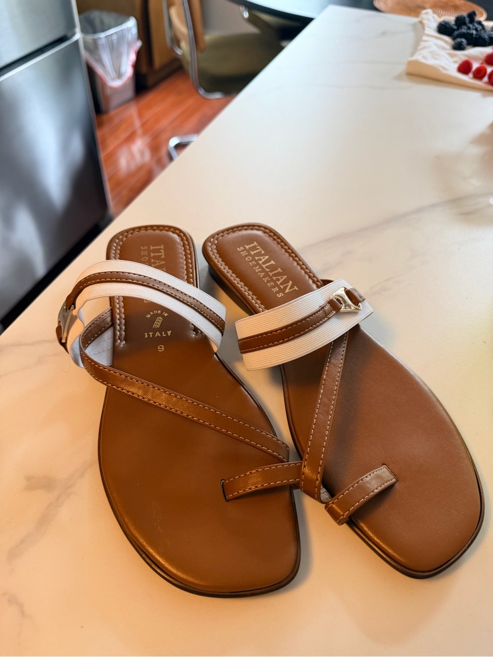 Italian Brown Leather Toe-Ring Sandals